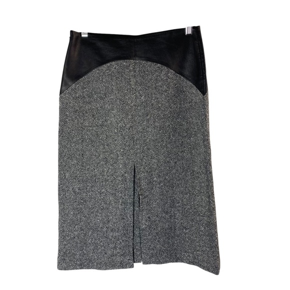 PAULA CAHEN D’ANVERS Front and Back Slits Below Knee Skirt in Black and Melange - Picture 2 of 6